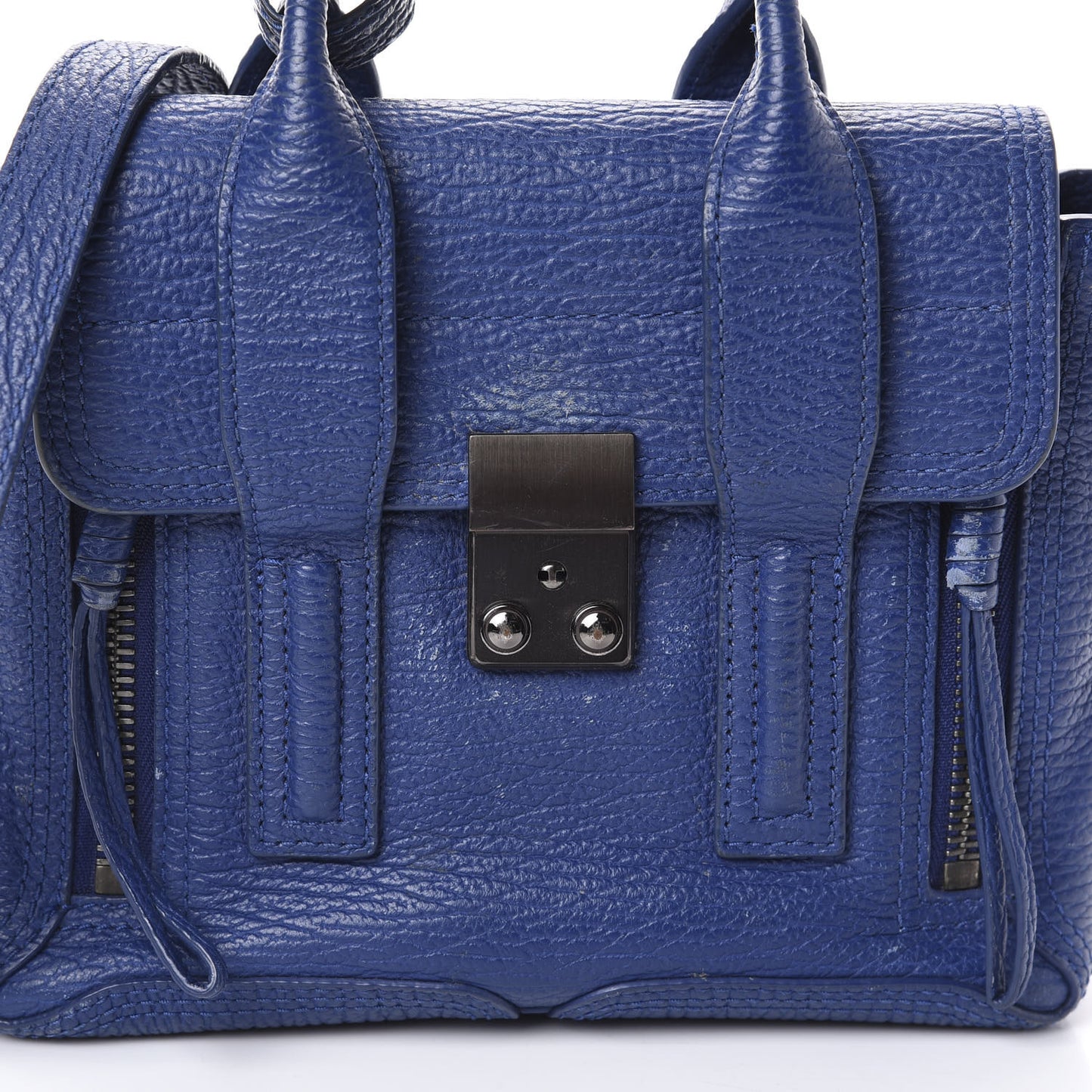 3.1 Textured Calfskin Mini Pashli Satchel Cobalt
