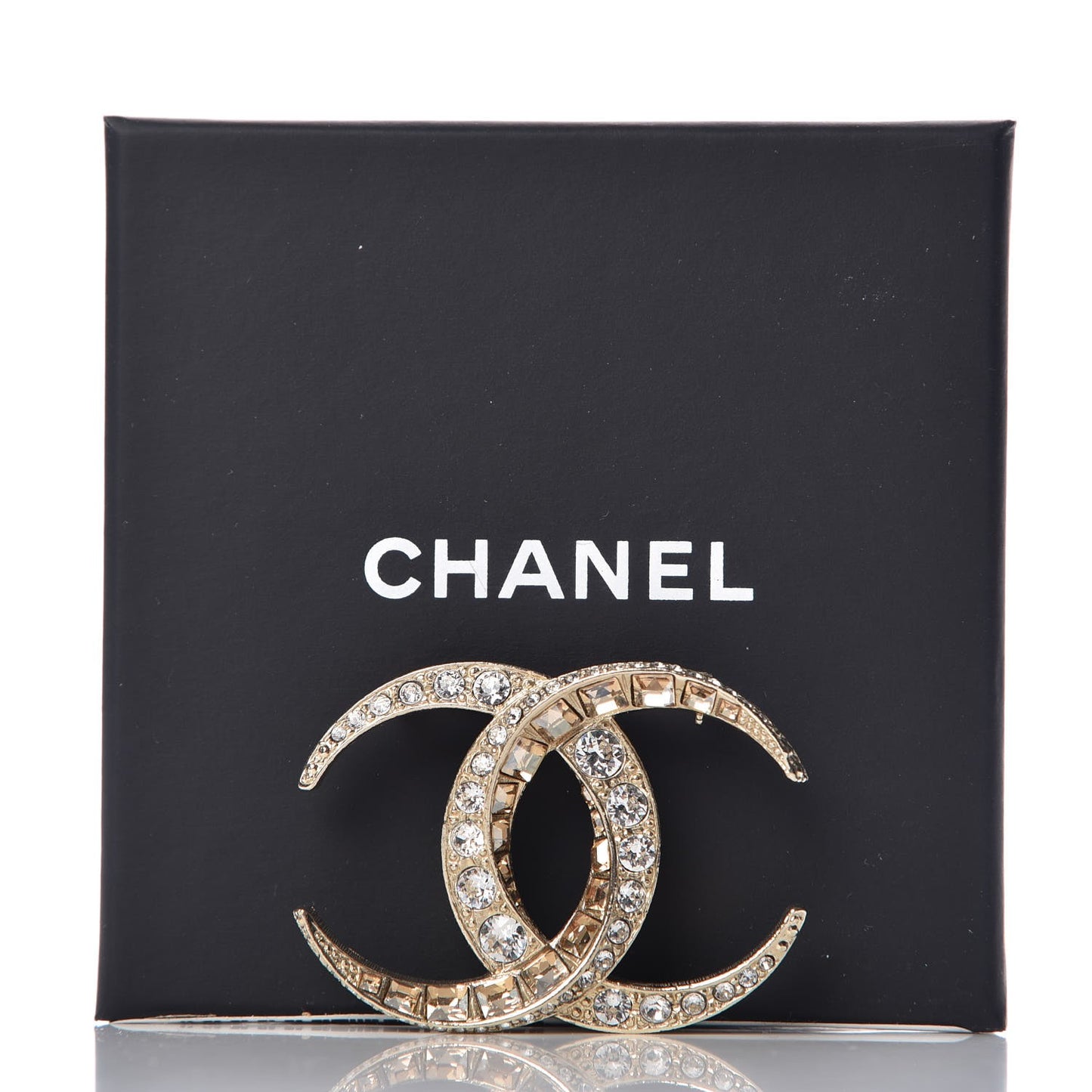 Baguette Crystal Dubai CC Brooch Gold