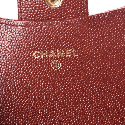 Chanel Iridescent Caviar Quilted Flap Card Holder Wallet Burgundy 6 of 10