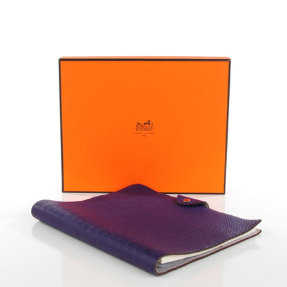 Hermes Taurillon Clemence Ulysse MM Notebook Cover Iris 6 of 10