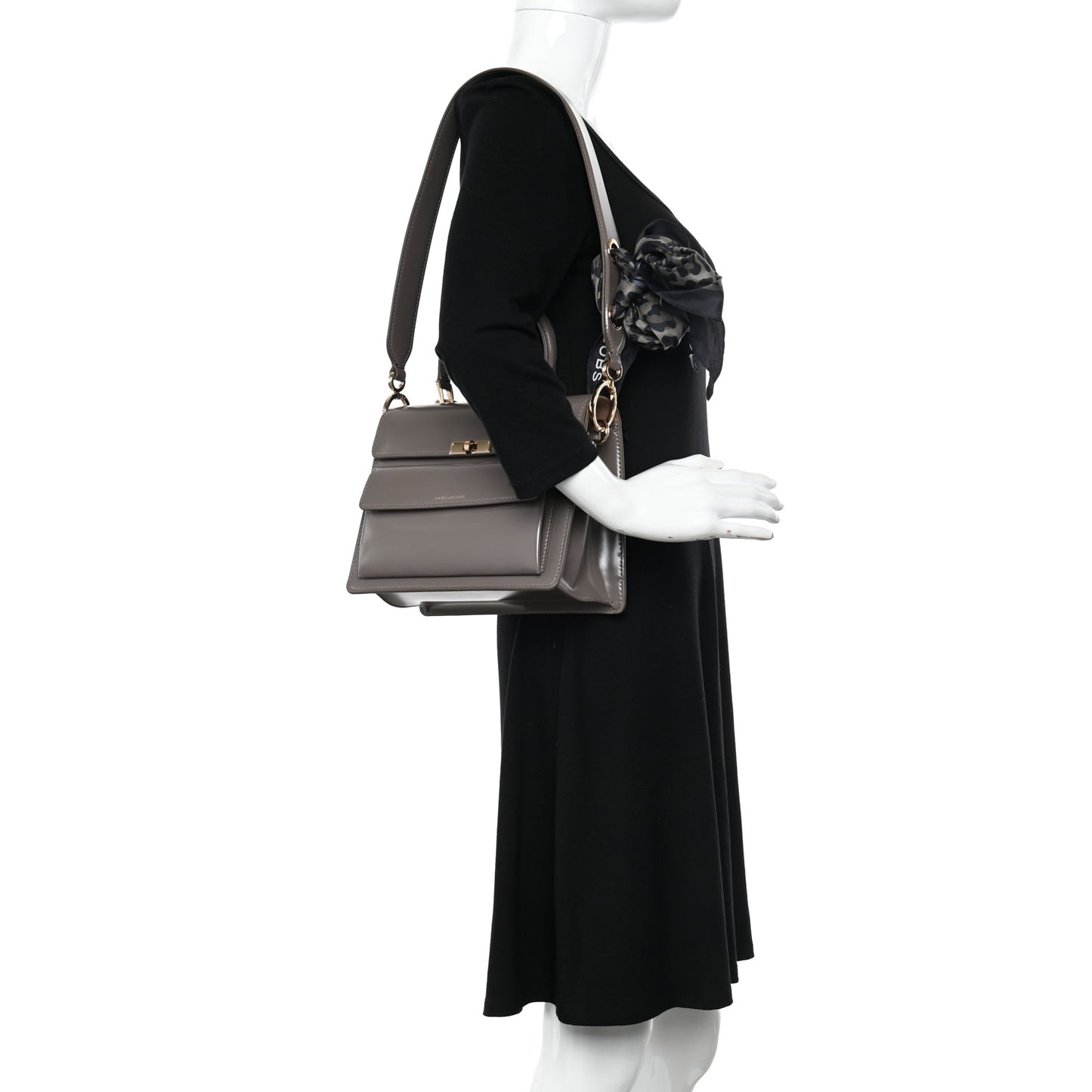 Shiny Calfskin Uptown Shoulder Bag Iron