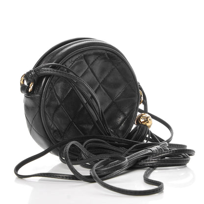 Chanel Lambskin Quilted Round Tassel Crossbody Bag Black 3 of 9