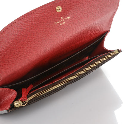 Louis Vuitton Damier Ebene Emilie Wallet Red 5 of 6