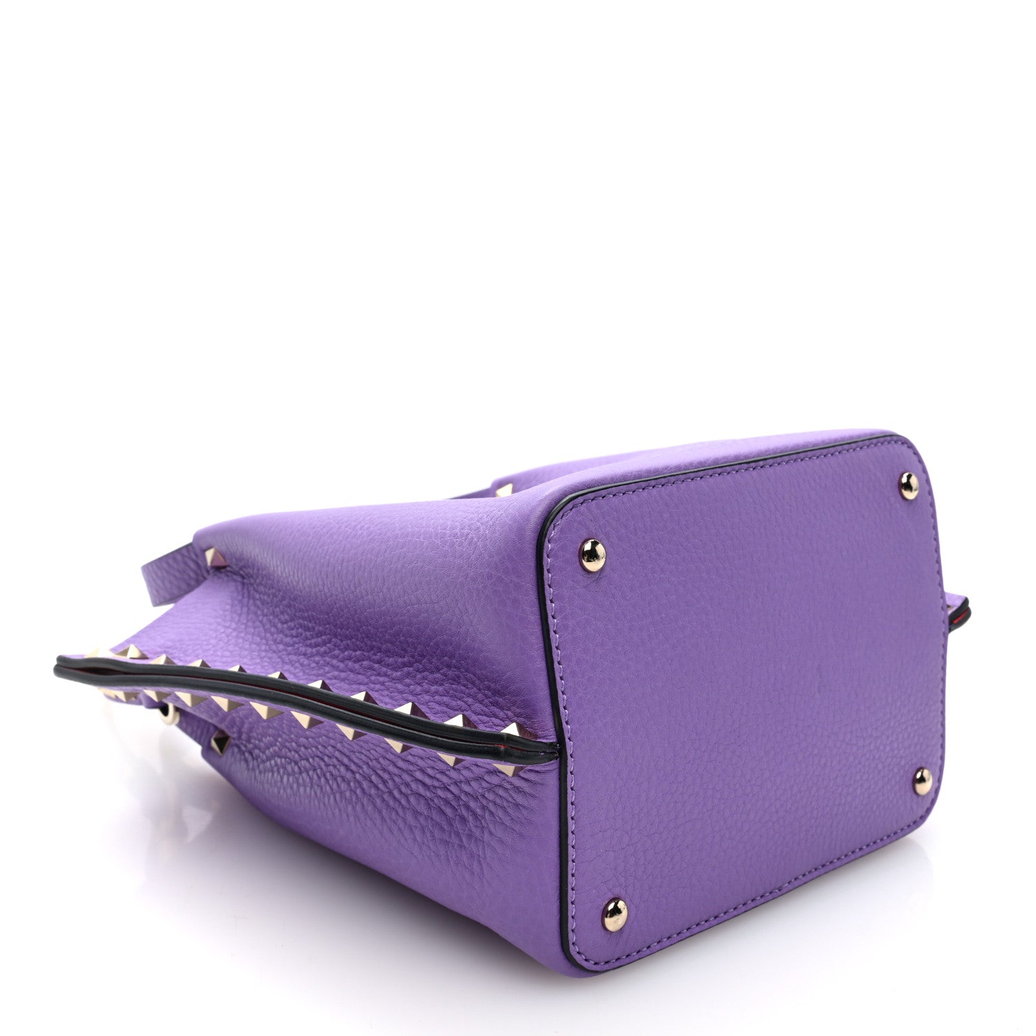 Valentino Garavani Pebbled Calfskin Small Rockstud Crossbody Tote Purple 4 of 9