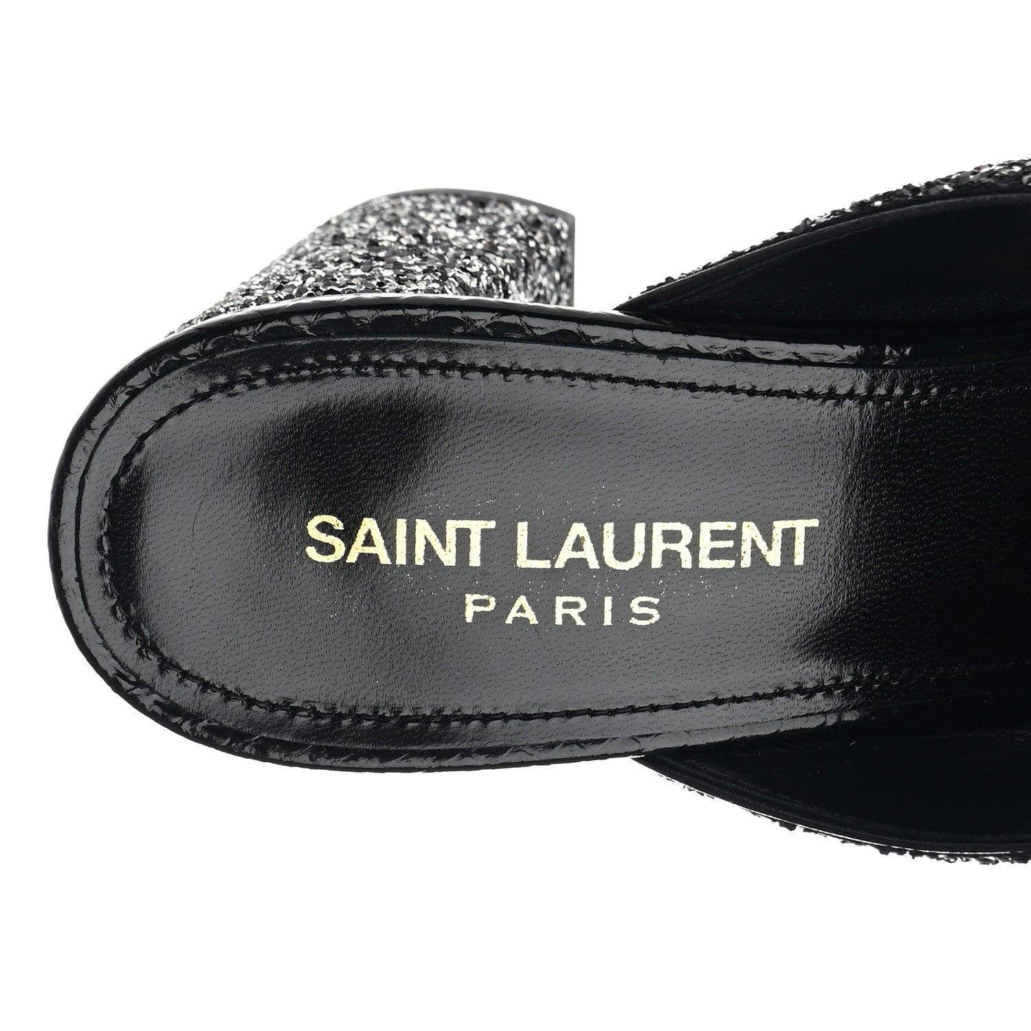 Saint Laurent SAINT LAURENT Glitter LouLou 70 Mule Sandals 39 Black 7 of 9