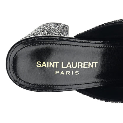 Saint Laurent SAINT LAURENT Glitter LouLou 70 Mule Sandals 39 Black 7 of 9