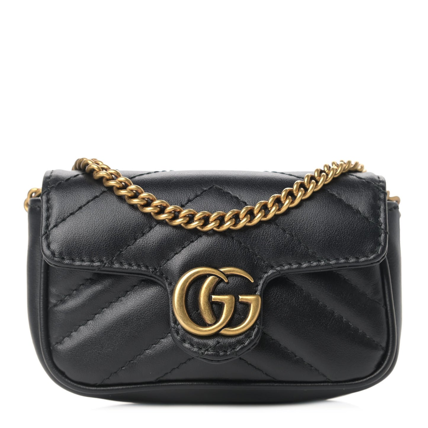 Calfskin Matelasse GG Marmont 2.0 Coin Purse On A Chain Black