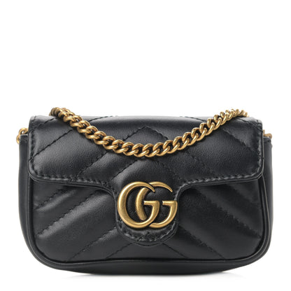 Gucci Calfskin Matelasse GG Marmont 2.0 Coin Purse On A Chain Black 1 of 13