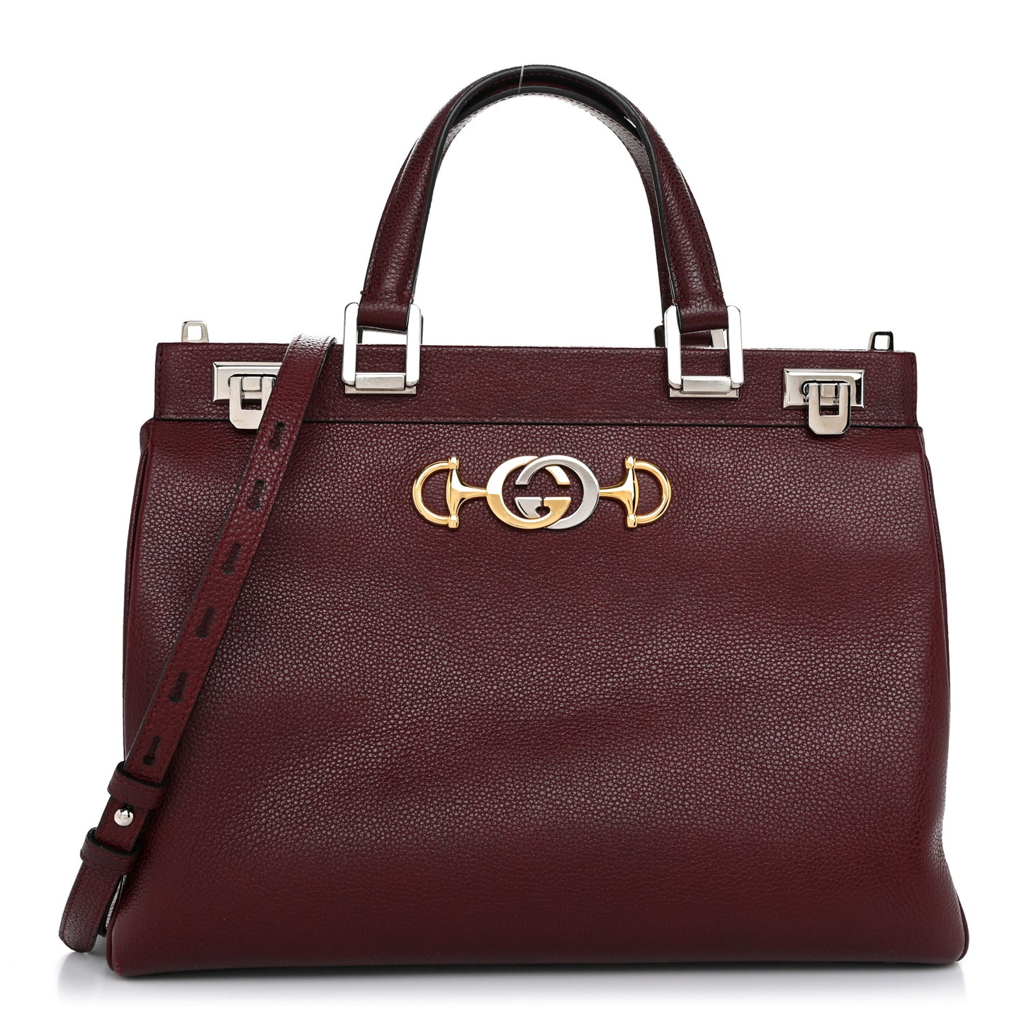 Grainy Calfskin Medium Zumi Top Handle Bag Vintage Bordeaux