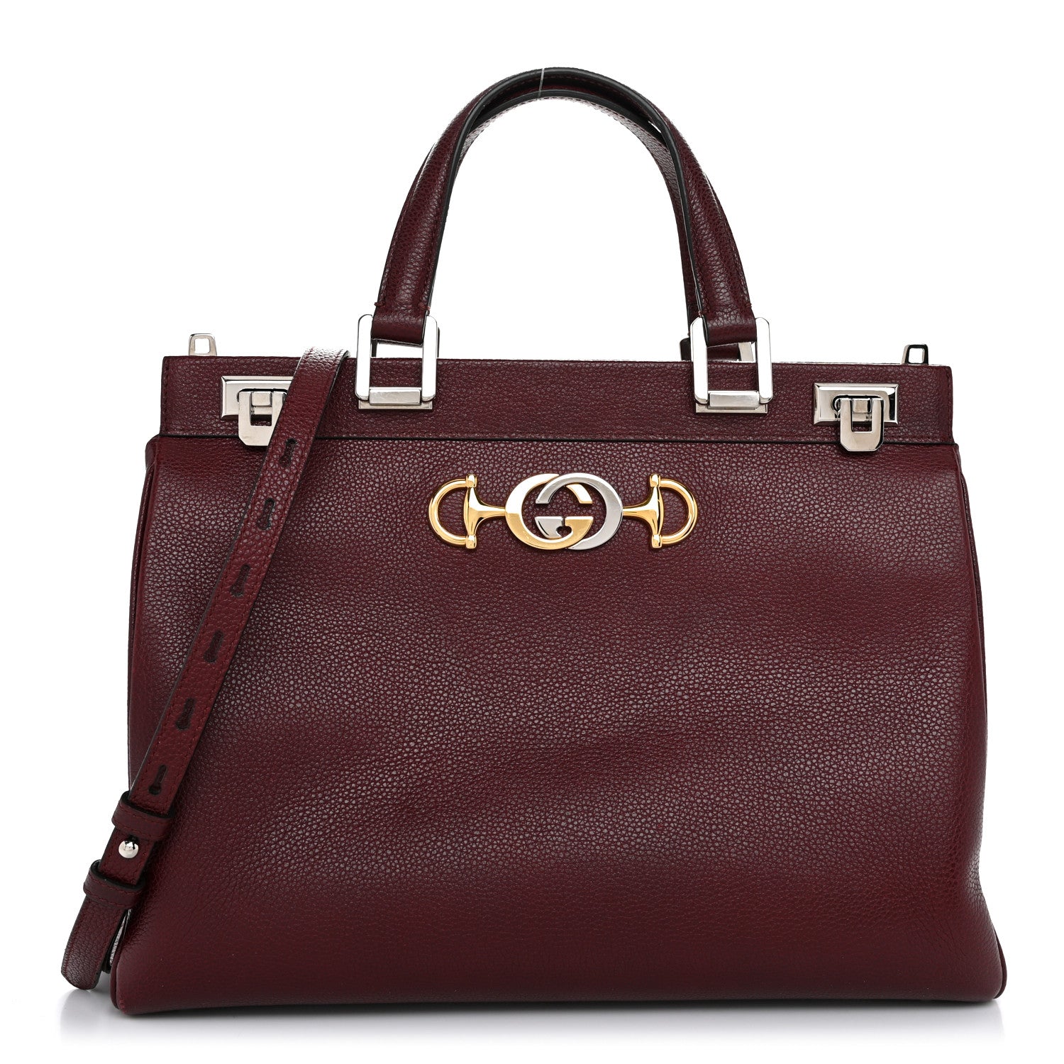 Gucci Grainy Calfskin Medium Zumi Top Handle Bag Vintage Bordeaux 1 of 12