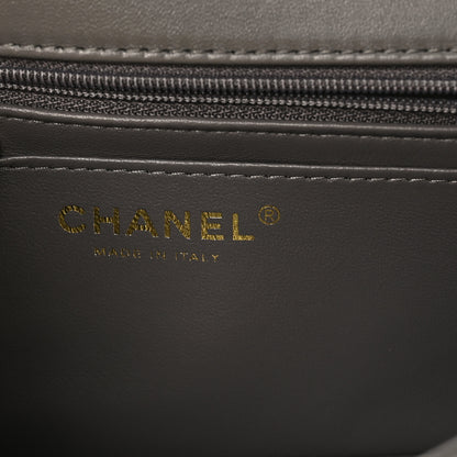 Chanel Lambskin Quilted Mini Top Handle Rectangular Flap Dark Grey 6 of 10