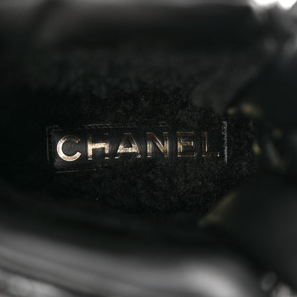 Chanel Crumpled Patent Lambskin Calfskin Quilted Lace Up Combat Boots 37.5 Black 9 of 10