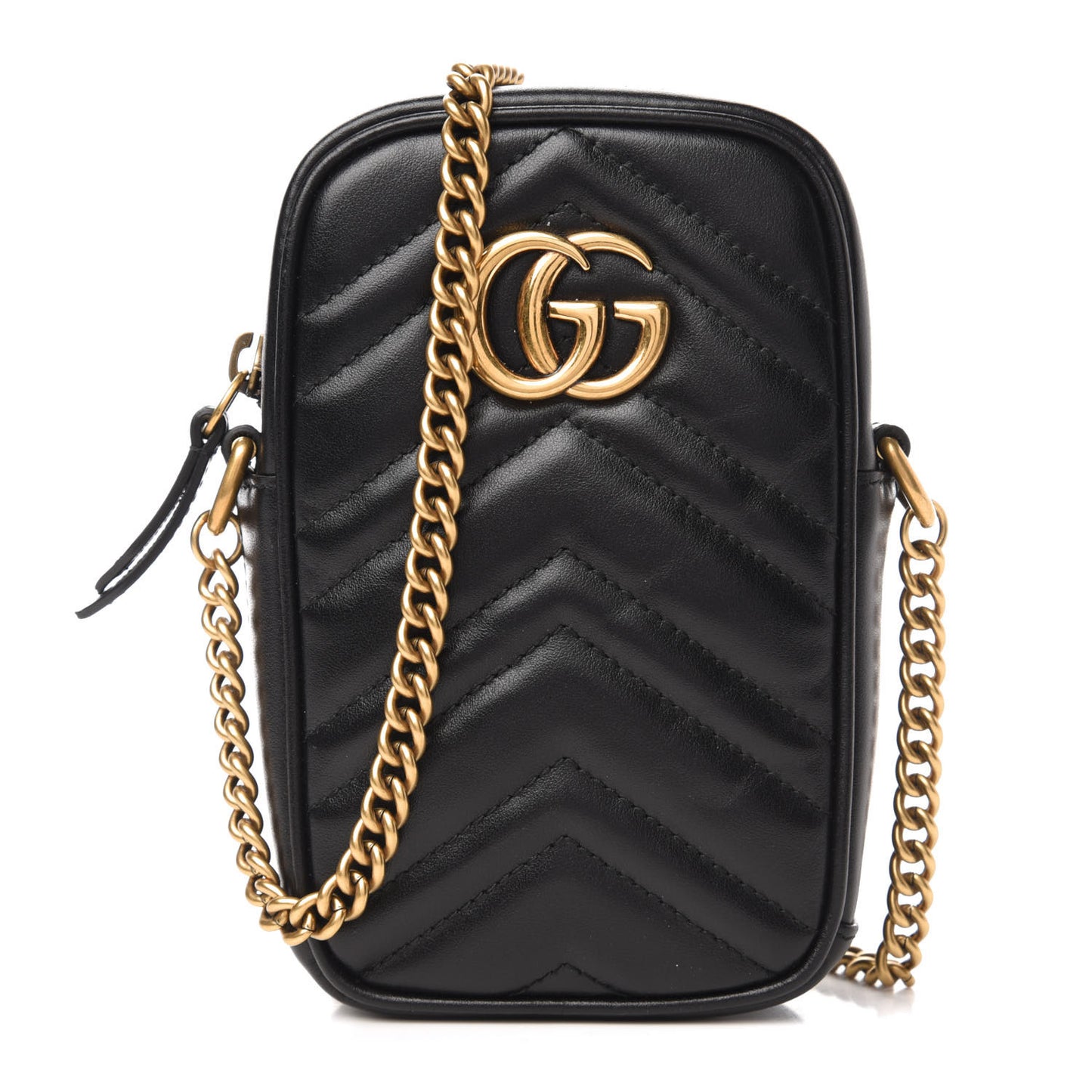 Calfskin Matelasse Mini GG Marmont Crossbody Bag Black