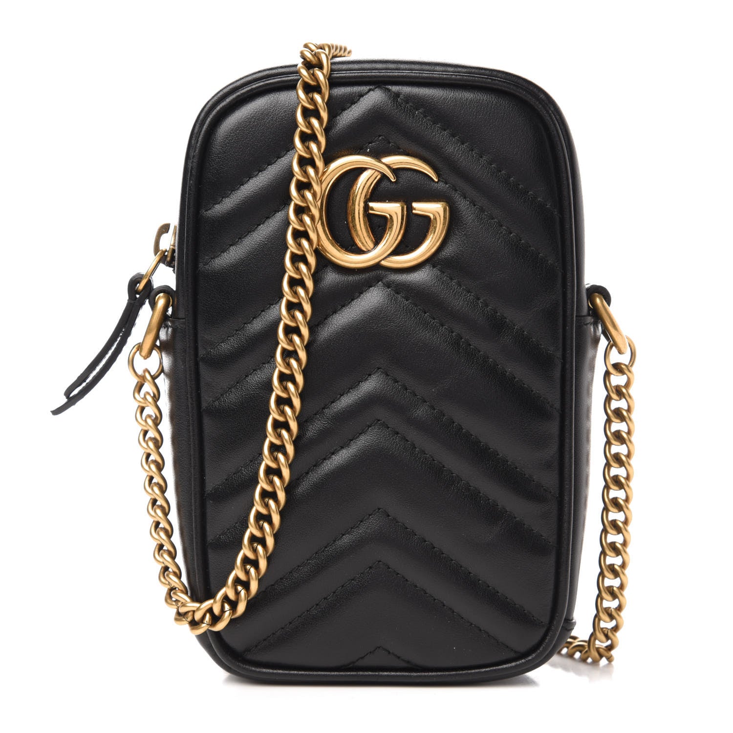 Gucci Calfskin Matelasse Mini GG Marmont Crossbody Bag Black 1 of 10