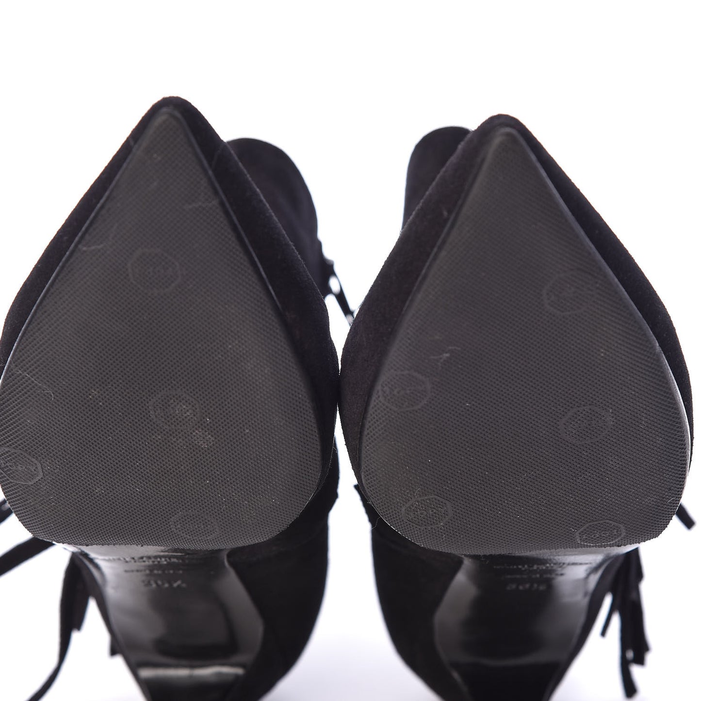 Suede Fringe Cat Ankle Boots 36.5 Black
