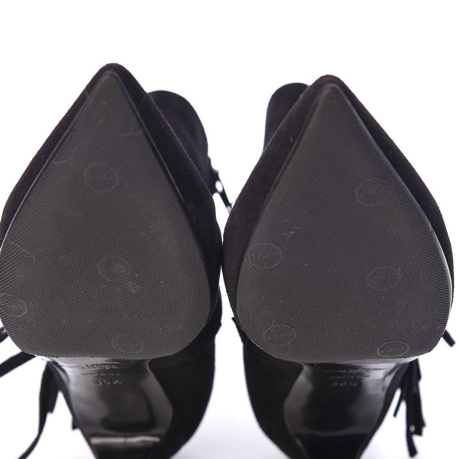 Saint Laurent Suede Fringe Cat Ankle Boots 36.5 Black 10 of 12