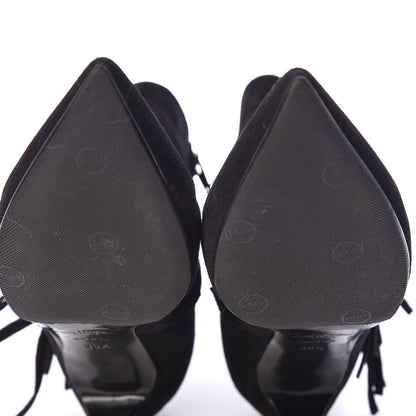 Saint Laurent Suede Fringe Cat Ankle Boots 36.5 Black 10 of 12
