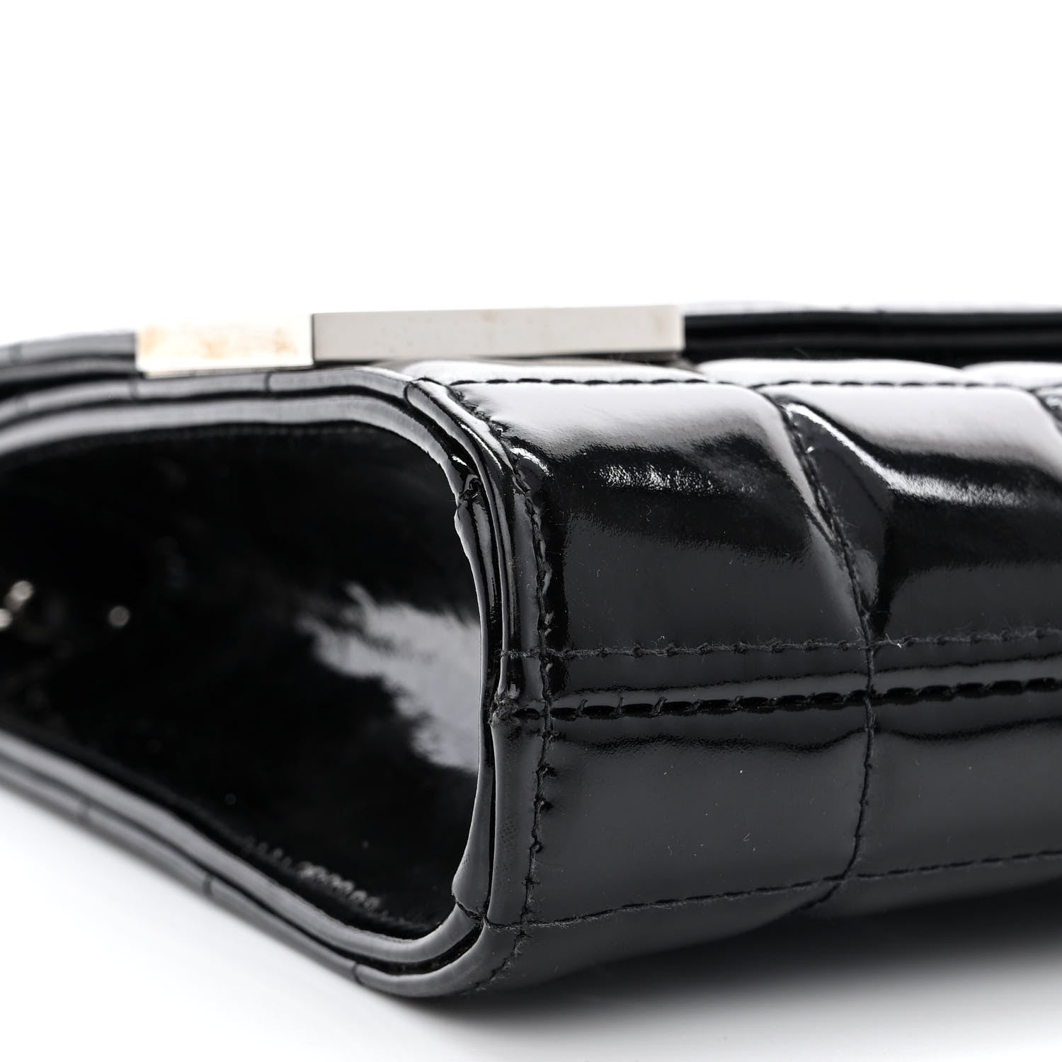 Chanel Patent Chocolate Bar Chain Clutch Black 10 of 11