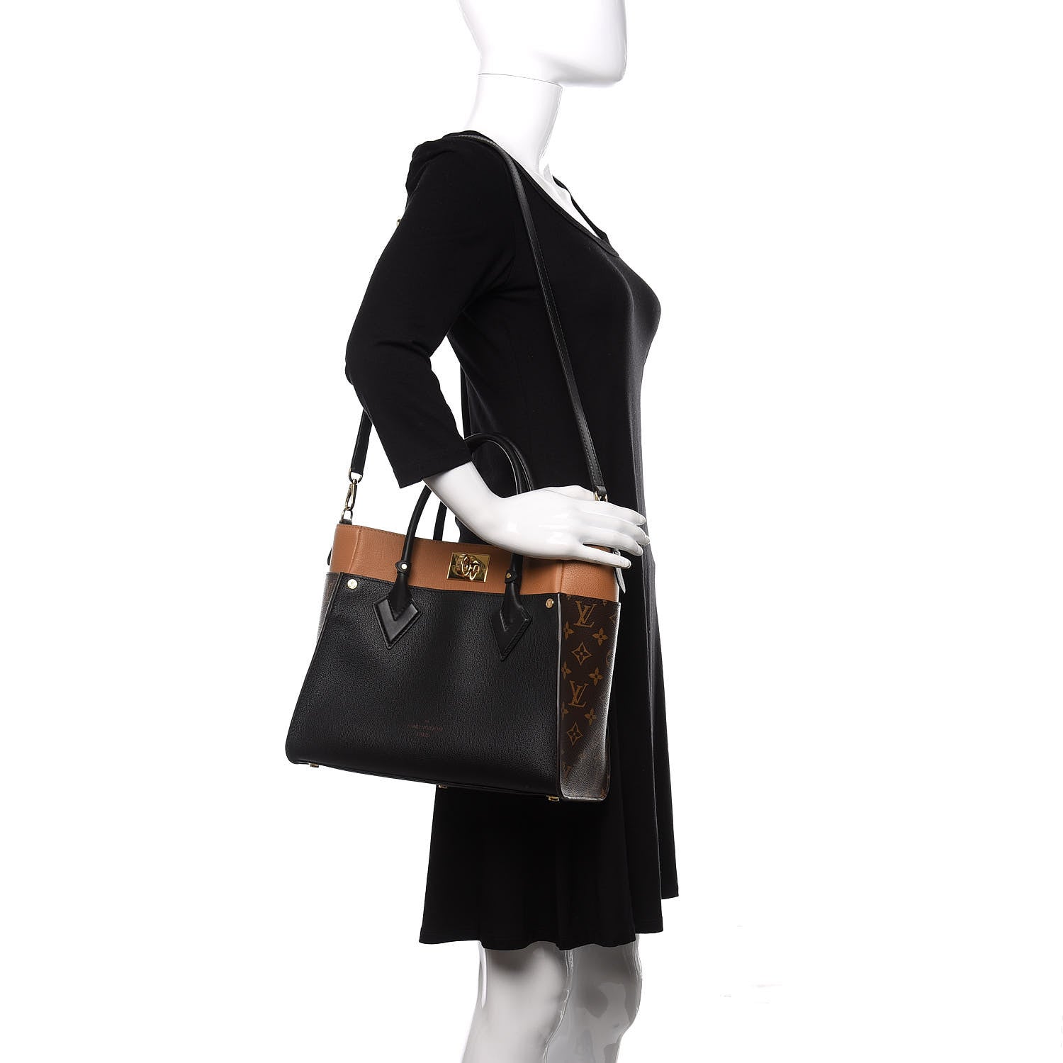 Louis Vuitton Calfskin Monogram On My Side Black 2 of 10