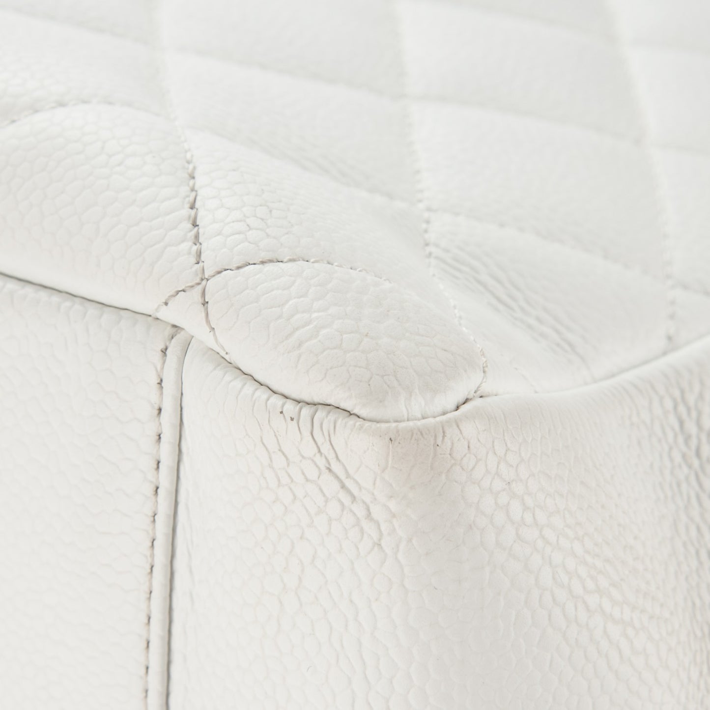 Caviar Quilted Grand Shopping Tote GST White