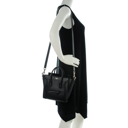 Celine Drummed Calfskin Nano Luggage Black 2 of 8