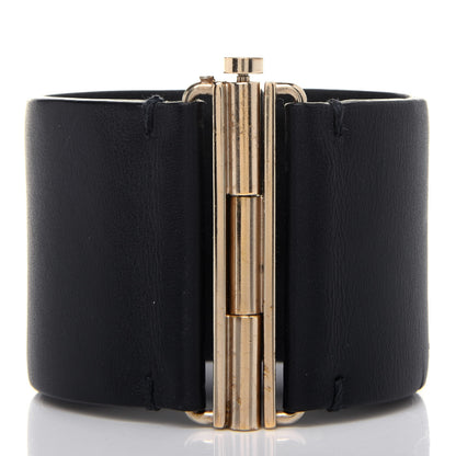 Chanel Calfskin CC Wide Cuff S Black Gold 3 of 6