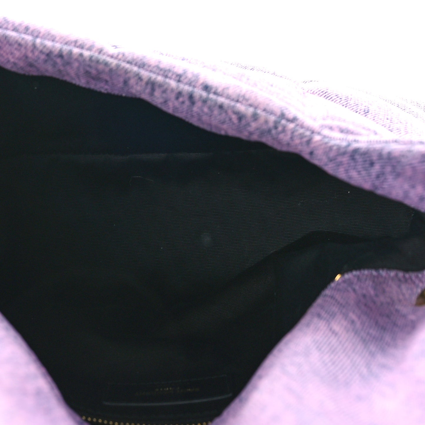 Denim Quilted Small Loulou Puffer Monogram Chain Satchel Bleached Lilac