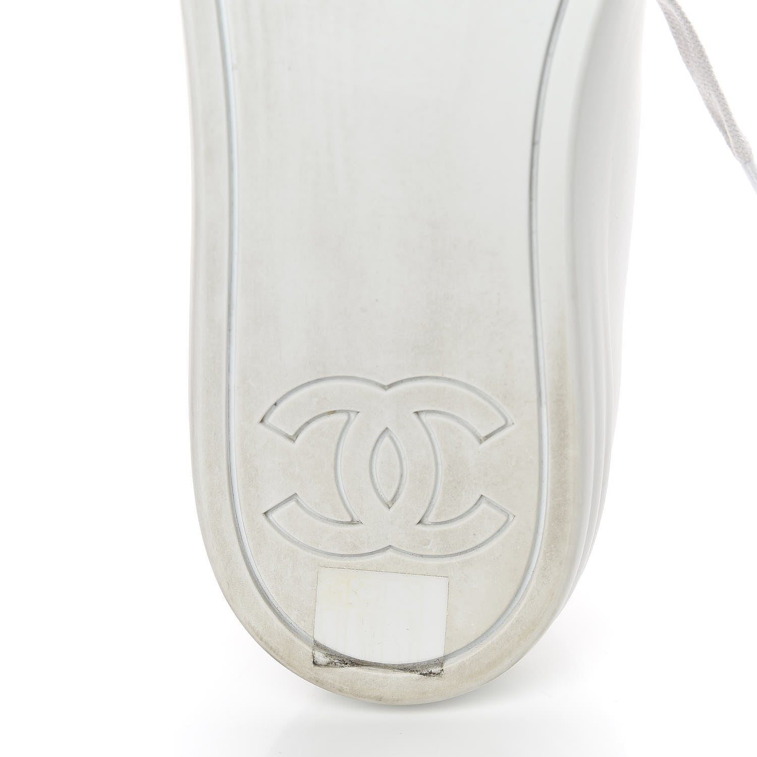 Chanel Calfskin Velvet Womens CC Sneakers 40.5 White Silver 10 of 13