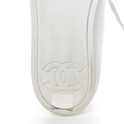 Chanel Calfskin Velvet Womens CC Sneakers 40.5 White Silver 10 of 13