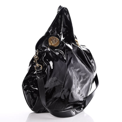 Gucci Patent Large Hysteria Top Handle Bag Black 3 of 7