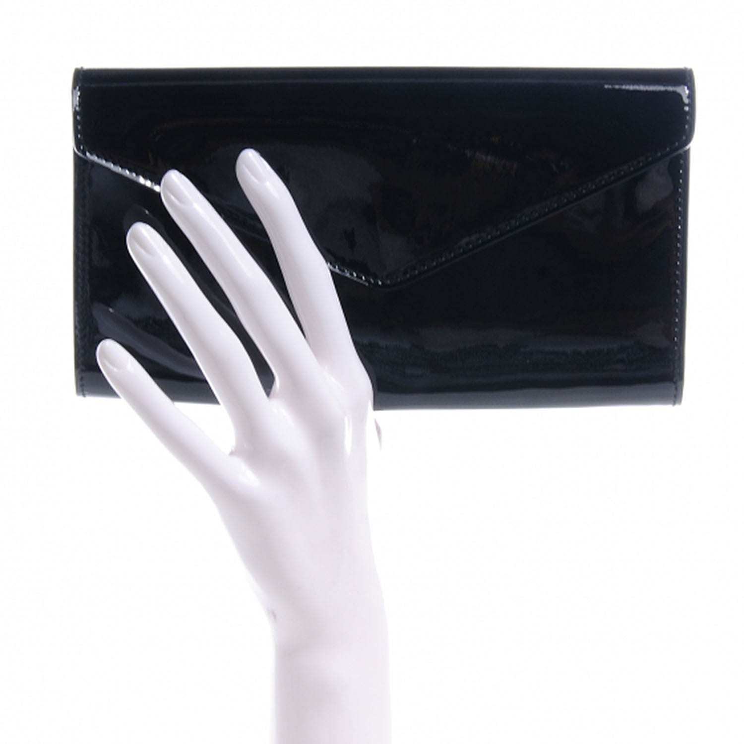 Saint Laurent Patent Y-Mail Clutch Black 2 of 7