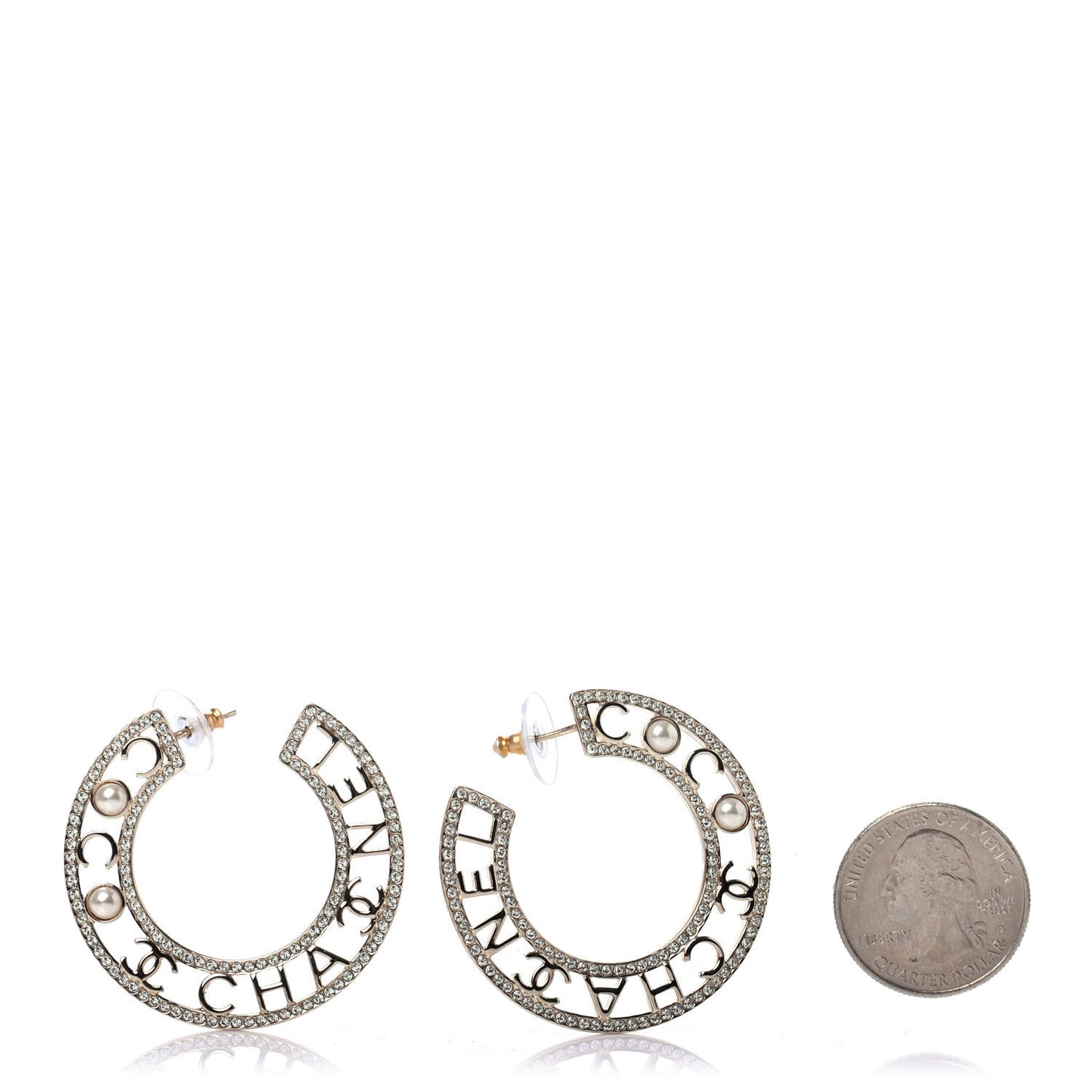 Crystal Pearl Bow-tiful CC Hoop Earrings Gold