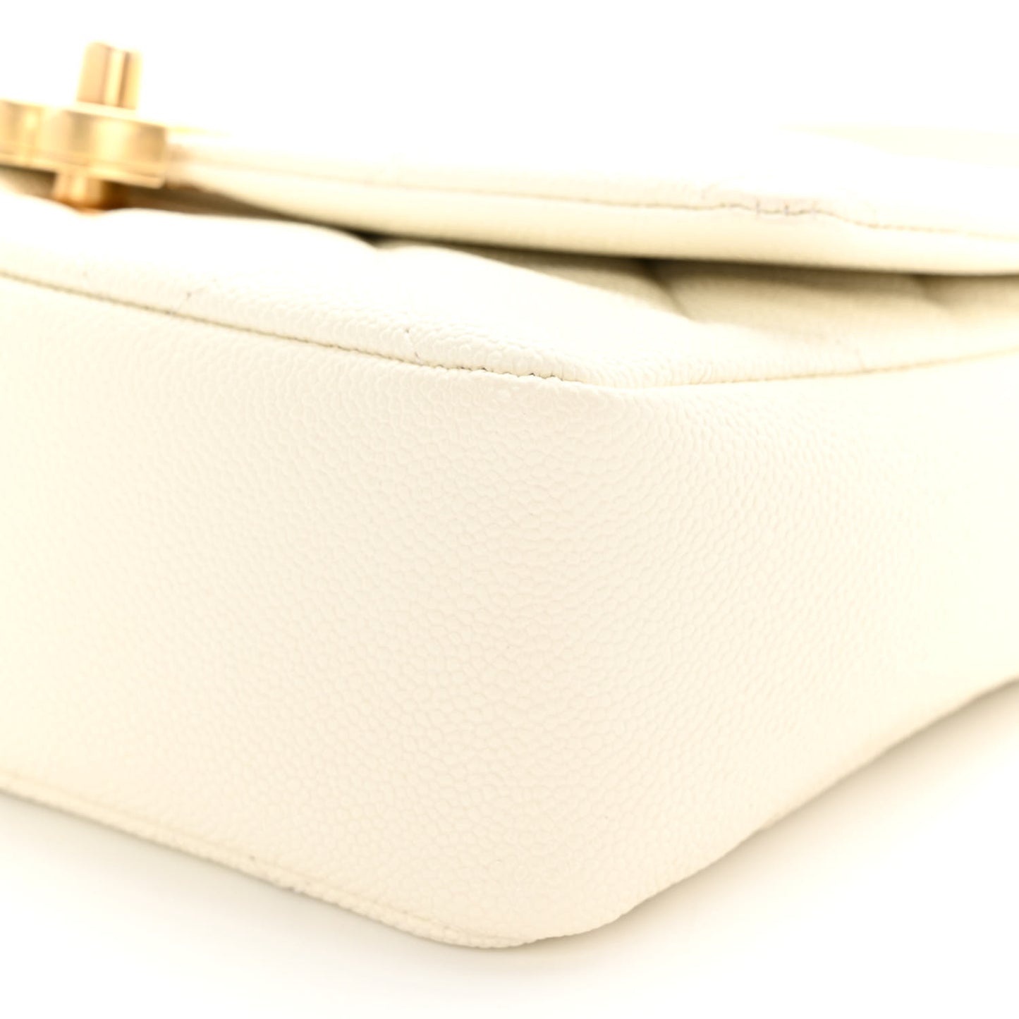 Shiny Caviar Quilted Small Chain Melody Flap White