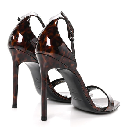 Saint Laurent Patent Calfskin Amber 105 Ankle Strap Sandals 40 Tortoiseshell 4 of 8