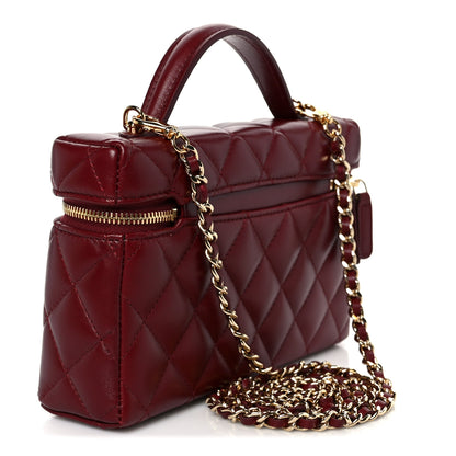 Chanel Lambskin Quilted Top Handle Slim Vanity With Chain Burgundy 3 of 11