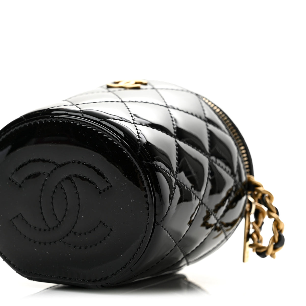 Chanel Patent Quilted Afternoon Tea Top Handle Vanity Case With Chain Black 10 of 12