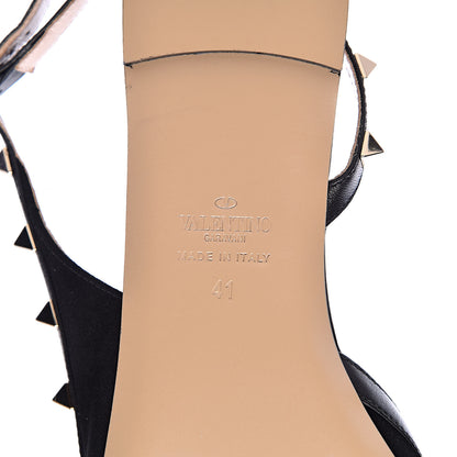 Valentino Garavani Suede Rockstud Slingback Flats 41 Black 8 of 9