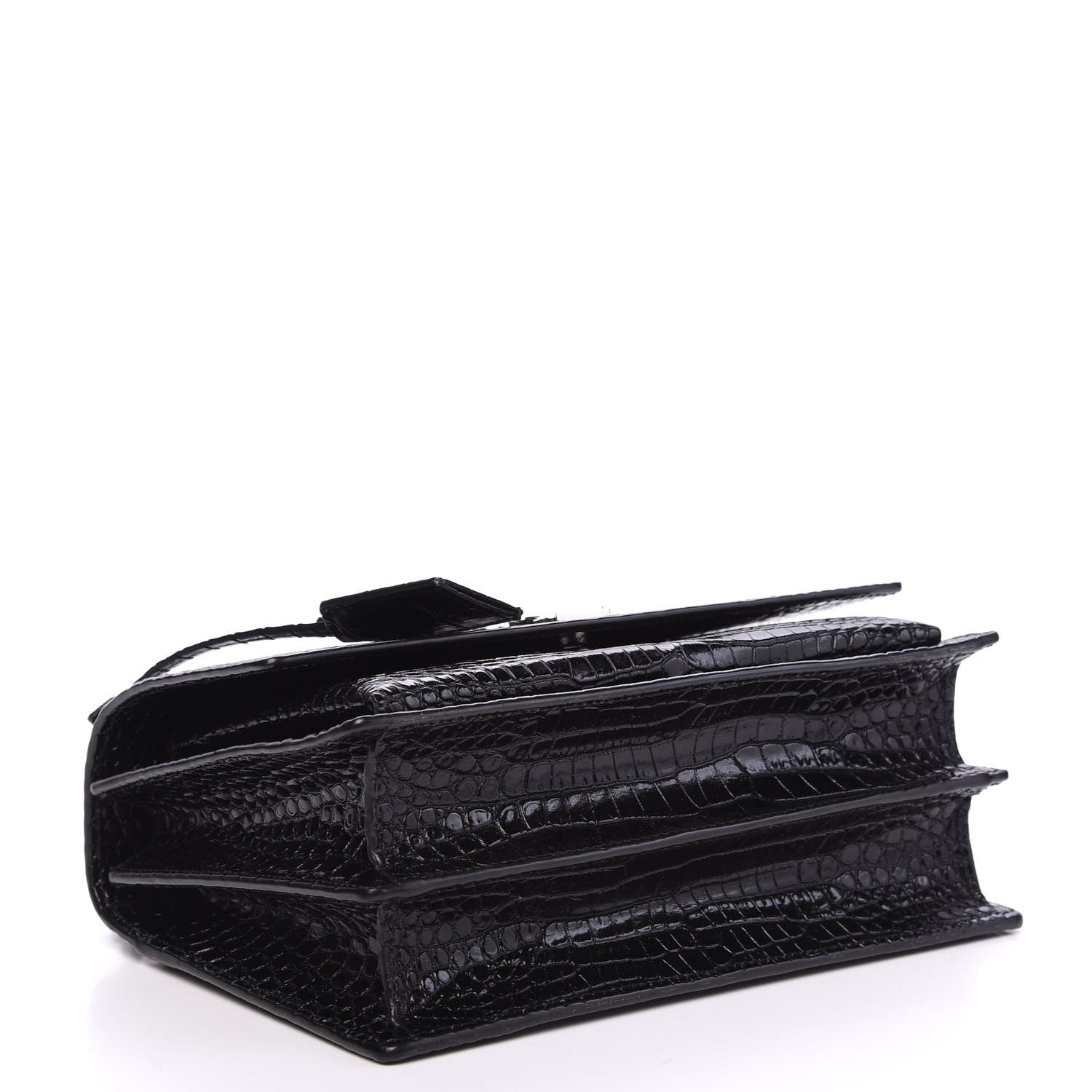 Saint Laurent Calfskin Crocodile Embossed Medium Monogram Sunset Black 3 of 9