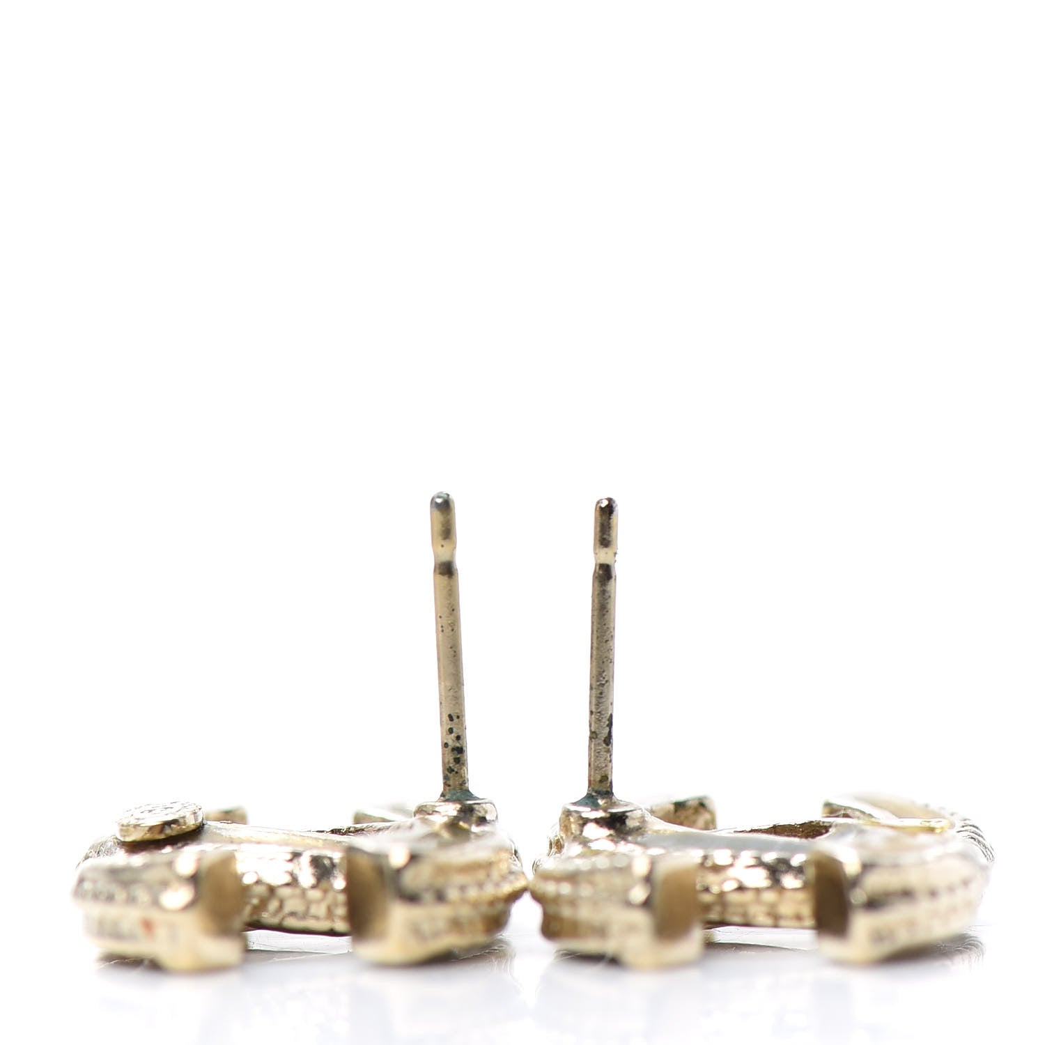 Chanel Glitter Enamel CC Earrings Grey Gold 3 of 5