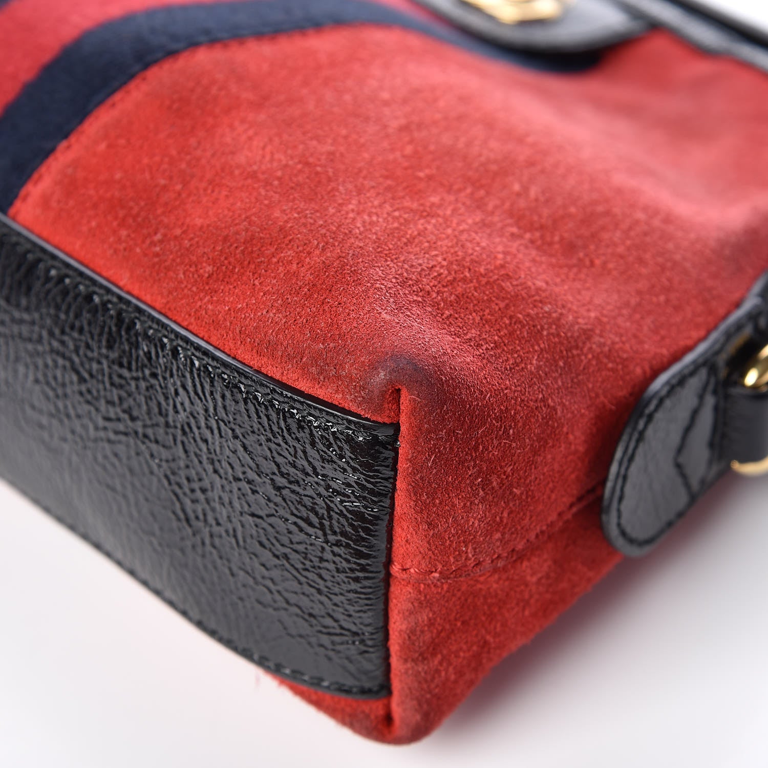 Gucci Suede Patent Web GG Small Ophidia Dome Shoulder Bag Hibiscus Red 9 of 12