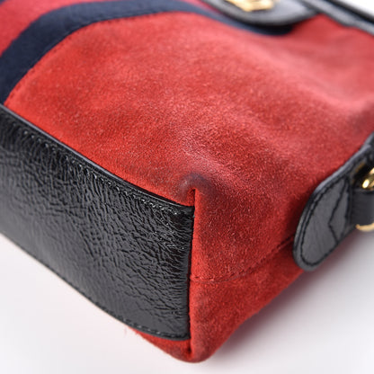 Gucci Suede Patent Web GG Small Ophidia Dome Shoulder Bag Hibiscus Red 9 of 12