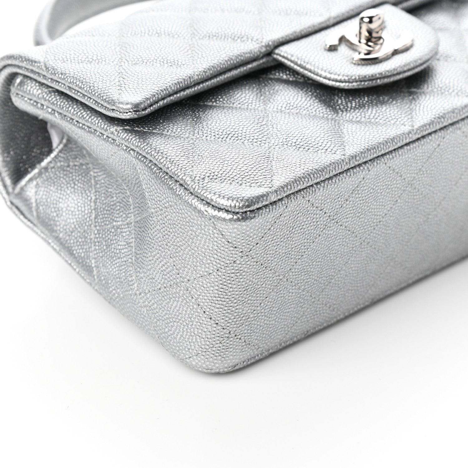 Chanel Metallic Caviar Quilted Mini Top Handle Rectangular Flap Silver 9 of 10