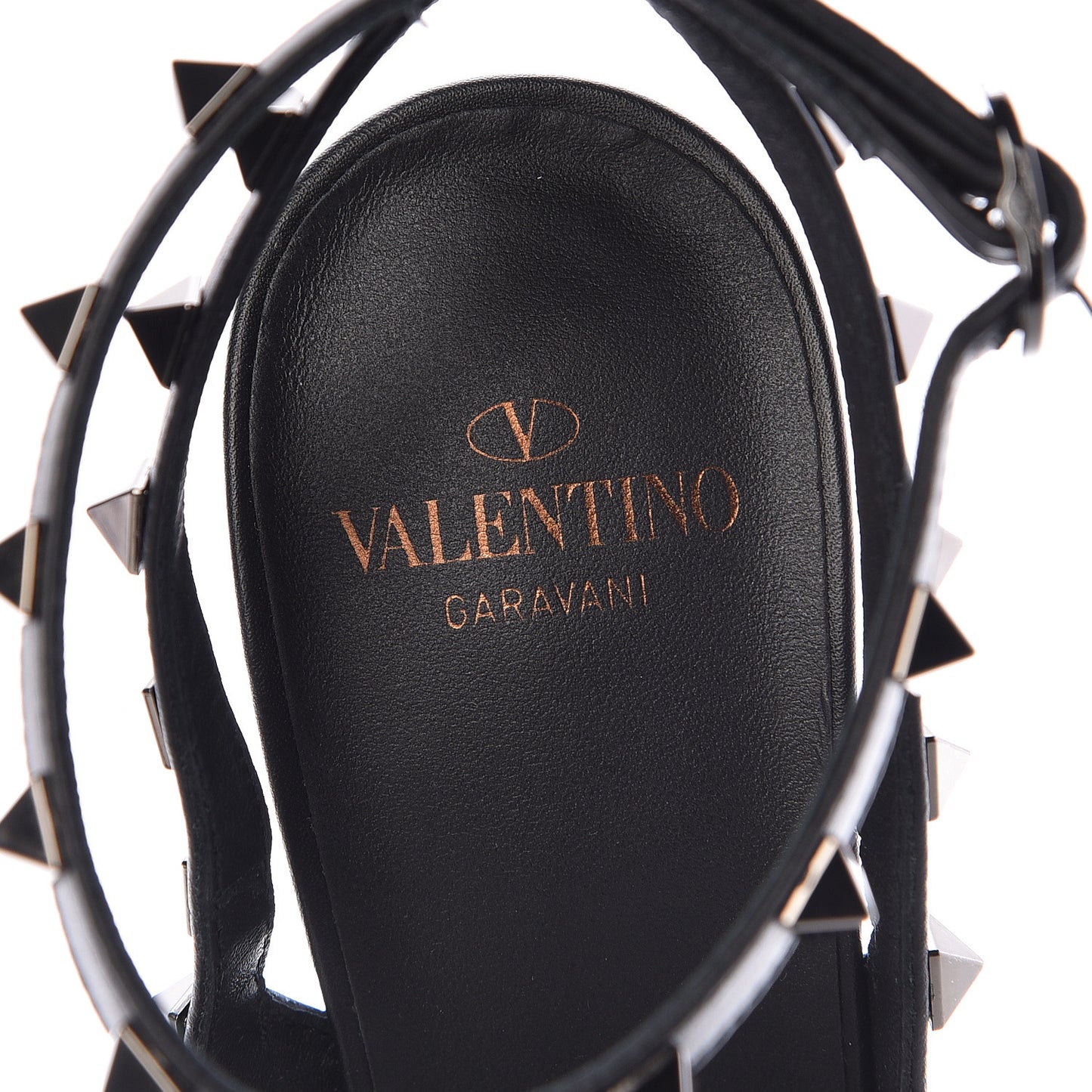 X UNDERCOVER Calfskin Rockstud Ankle Strap Pumps 39.5 Black