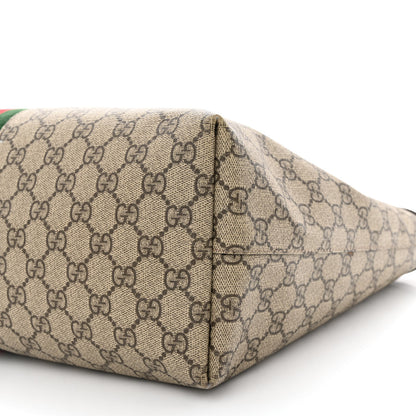 Gucci GG Supreme Monogram Textured Calfskin Web Medium Ophidia Shopping Tote Beige Ebony New Acero 13 of 22