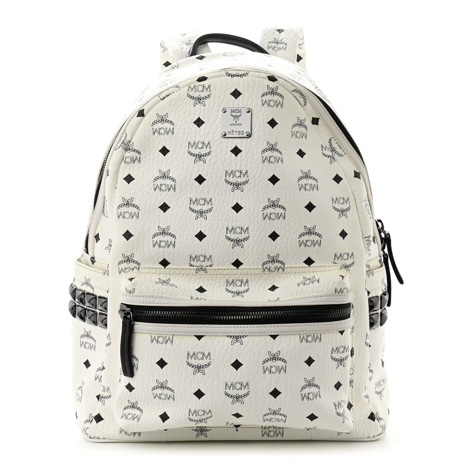 MCM Visetos Medium Side Studs Stark Backpack White 1 of 13