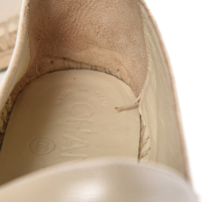 Chanel Metallic Calfskin Grosgrain CC Espadrilles 37 Ivory Black 10 of 11