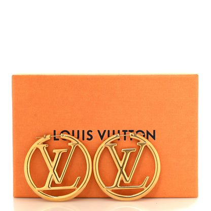 Louis Vuitton Metal Louise Hoop Earrings Gold 6 of 6