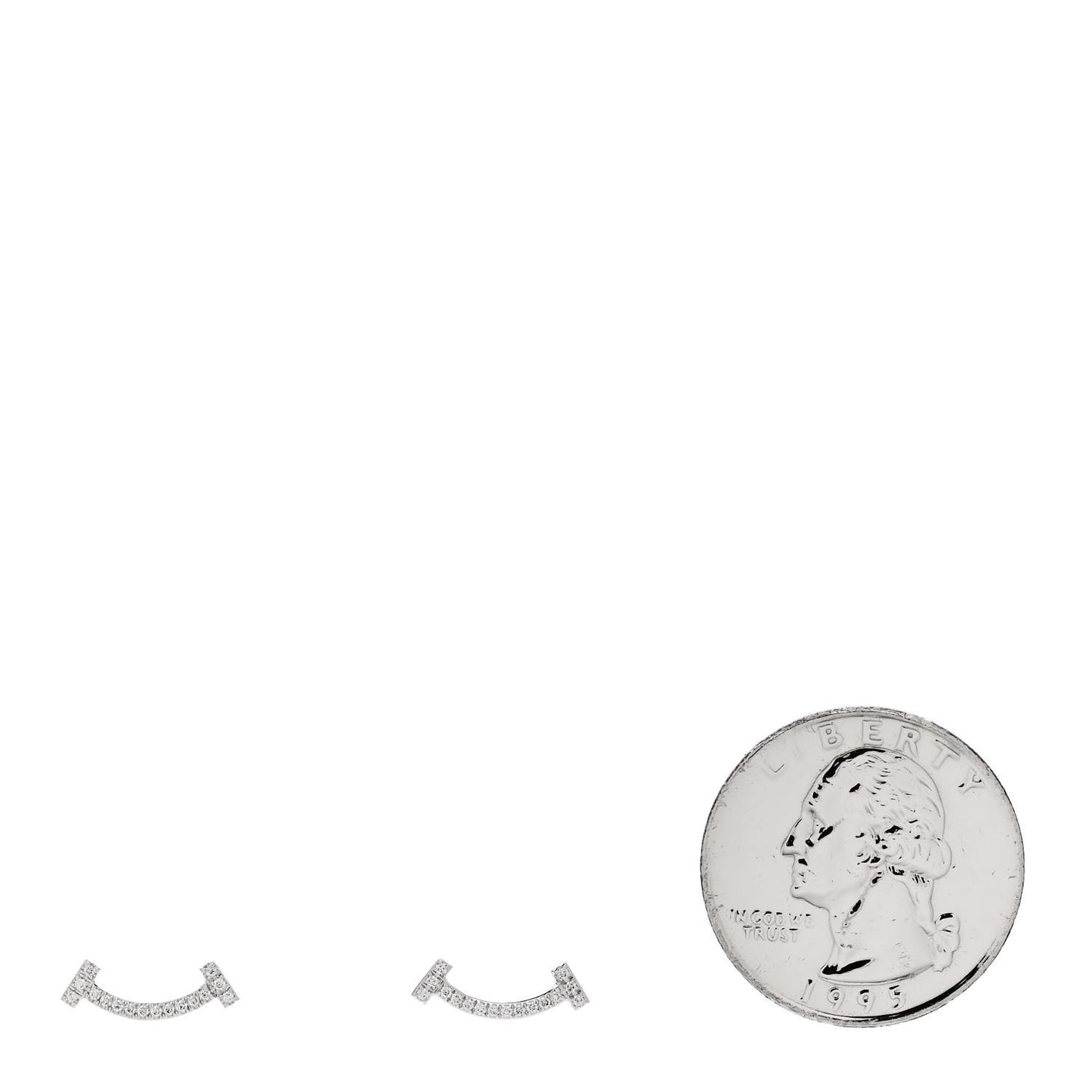 18K White Gold Diamond T Smile Earrings