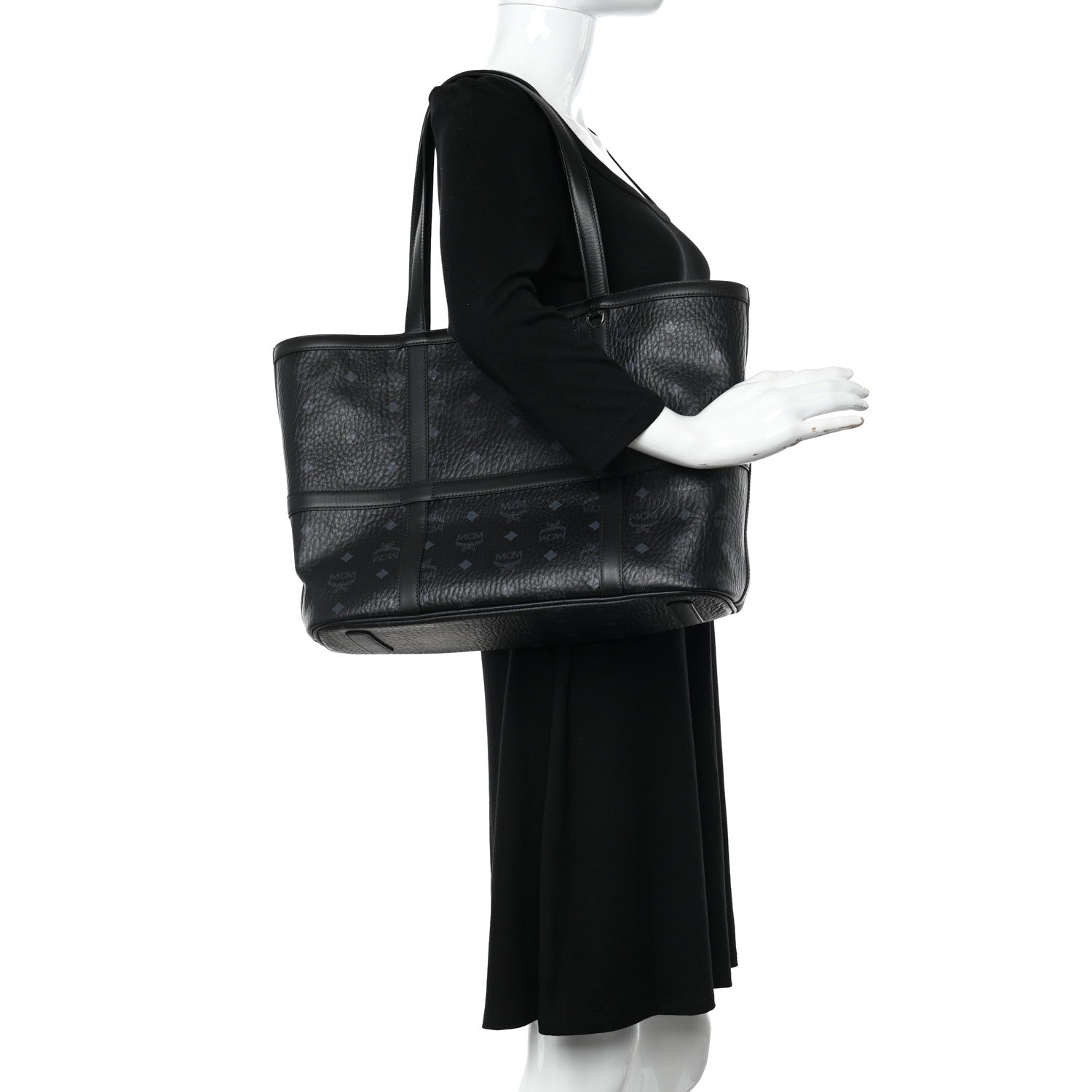 MCM Visetos Medium Delmy Shopper Tote Black 2 of 15
