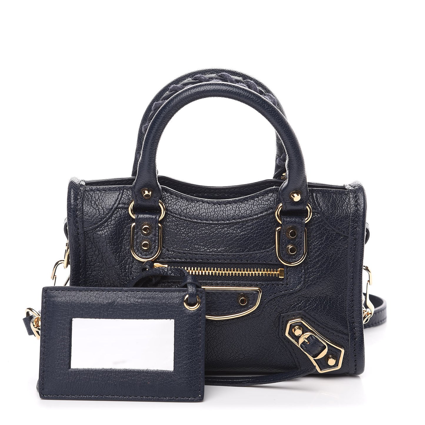 Chevre Gold Metallic Edge Hardware Nano City Bleu Nuit Dark Sea